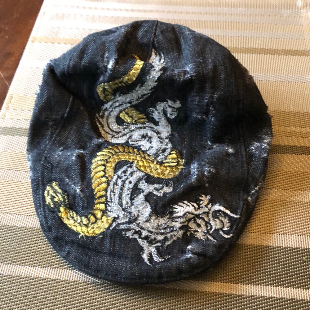 Distressed slouchy dragon hat